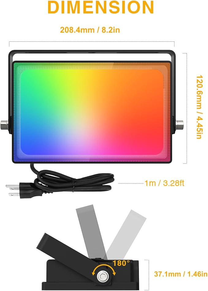 Onforu 6 Pack RGB LED Flood Light Outdoor, 50W Color Changing Uplights with Remote, 2700K Warm White IP66 Stage Lighting, Landscape Floor Spotlights Indoor, Uplighting Indoor Floor Light for Christmas