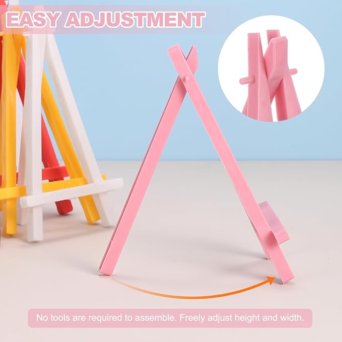 MECCANIXITY Mini Plastic Display Easels, 6.3"x3.4"A-Frame Plastic Painting Tabletop Easels Holder Stand for Photos Cards Artists Beginners Displaying Small Canvases Art(Pack of 12, White)