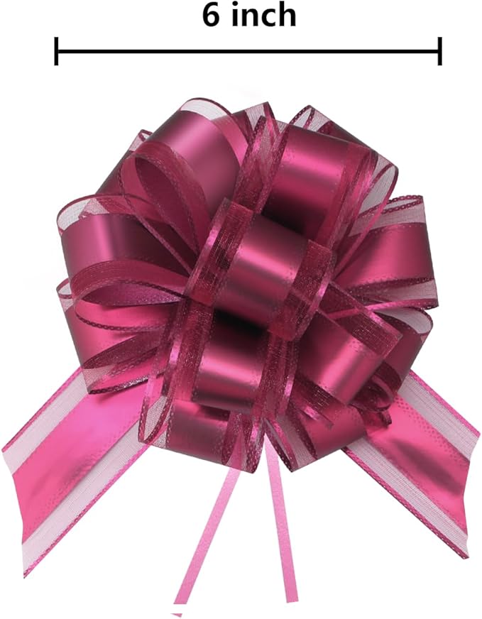 7 Pieces Large Pull Bows, 6 inche, Big Bow for Gift Wrapping, Christmas Party Birthday Gift, Wedding Baskets,Valentine's Day Gift Decorations, Flower Decoration (Wine red)
