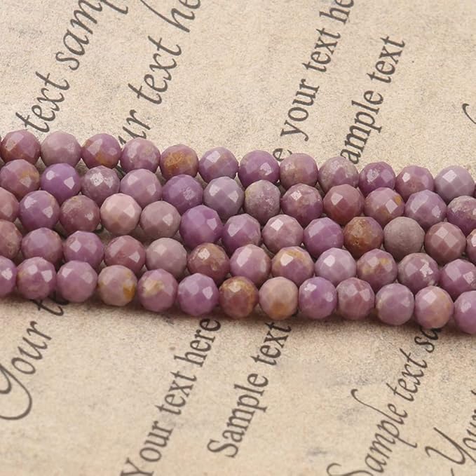 Song Xi 180pcs 2mm Natural Purple Mica Gemstone Beads Faceted Round Loose Stone Beads for Jewelry Making