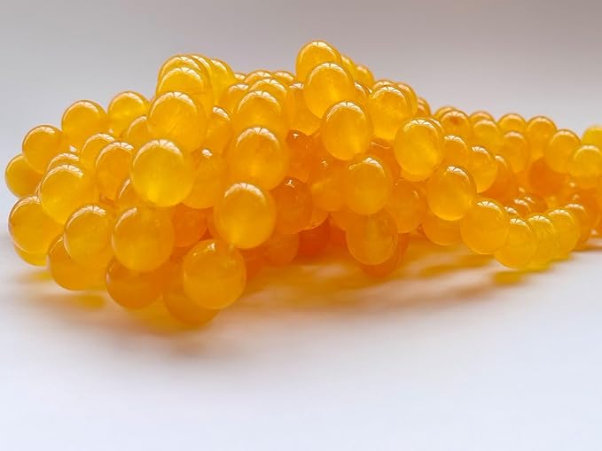 Stone Beads 10mm 60pcs Yellow Chalcedony Beads Round Loose Gemstones Beads for Bracelet Necklace Jewelry Making (10mm, 61032 Yellow Chalcedony)