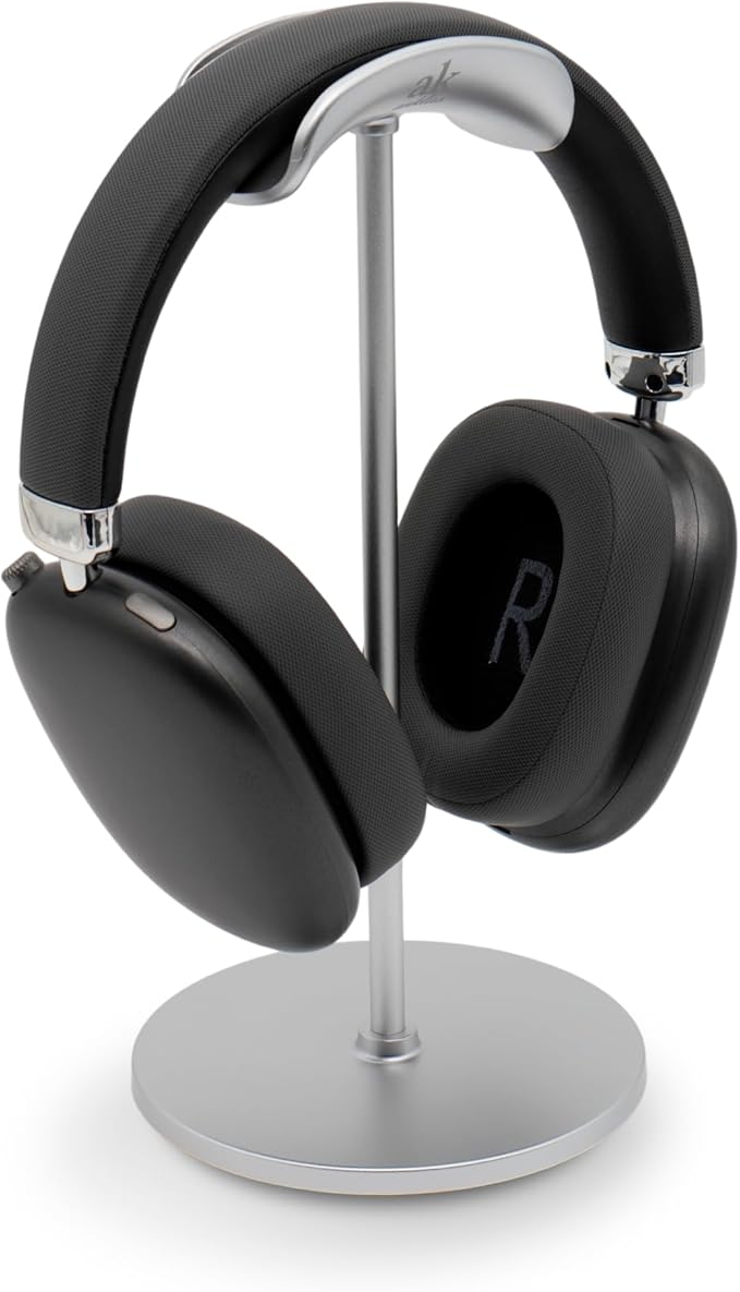 Headphone Stand for Desk – Premium & Minimalist Headset Holder with Round or Oval Base for Gaming, Office & Home (Silver, Standard)