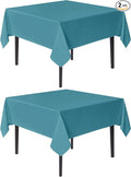 sancua Square Tablecloths 70x70 Inch, 2 Pack - Teal Fabric Table Cloth for Square or Round Tables, Washable Polyester Table Cover for Outdoor Party, Birthday, Decorative Display Tables