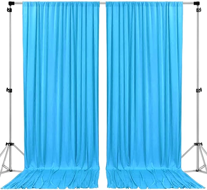 AK TRADING CO. 10 feet x 10 feet Polyester Backdrop Drapes Curtains Panels with Rod Pockets - Wedding Ceremony Party Home Window Decorations - Turquoise (Pack of 24)