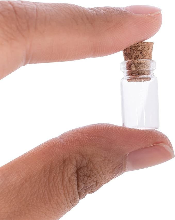 Clear Glass Jars Bottles 50 Pack Mini, Tiny, Cork Stoppers, Arts & Crafts, Projects, Decoration, Party Favors, 18mm x 10mm Diameter