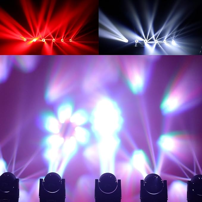 Moving Head Light 6x15W Mini Bee Eye Dj Light RGBW 4in1 LED Stage Lighting Rotate Beam Effect DMX512 Sound Activated for dj bar Parties Wedding Bar Church Show 2 Pack