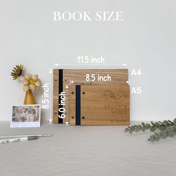 Personalized Wooden Wedding Guest Book, Custom Reception Sign Wooden Guestbook, Wedding Anniversary Birthday Decoration Supplies, Ideal for Photo Wedding Album, Photobooth Guestbook (Maple Wood)