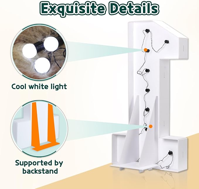 Marquee Numbers 3 Feet Tall Big Light Up Numbers 50th Birthday Decorations Women Men White Anniversary Party Decor Large Cardboard Prop Backdrop Sign 50