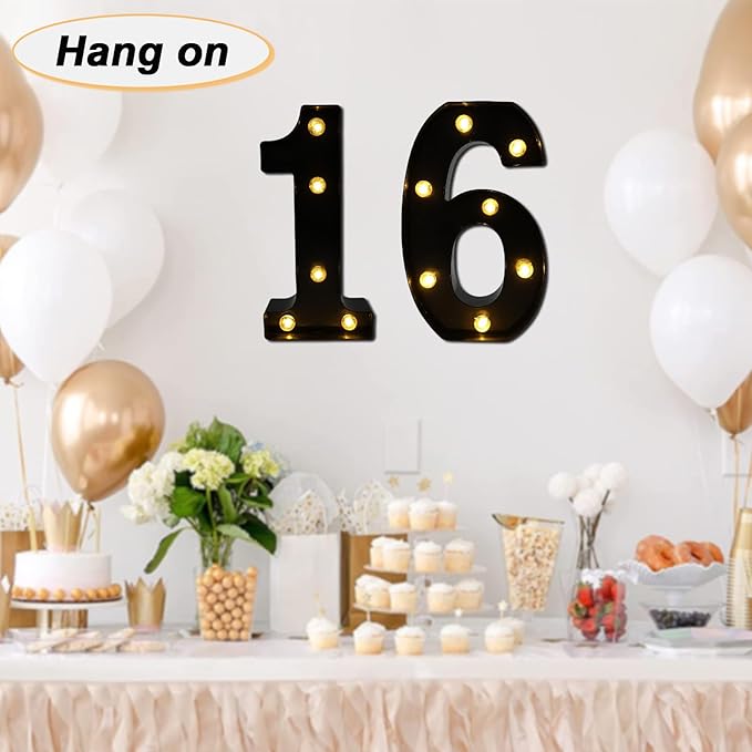 LED Marquee Numbers, 8.58 Inch Led Light Up Numbers for Party, Small Light Up Letters, Battery Powered Lighted Number for Table, Birthday, Night Light, Christmas or Home Decor (Black, Number 1)
