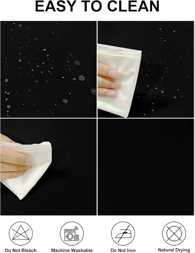 Fokitut 12 Pack Waterproof Rectangle Tablecloth, 90x156 Inch,Stain Resistant and Wrinkle Polyester Table Cloth, Fabric Table Cover for Kitchen Dining, Wedding, Party, Holiday Dinner-Black