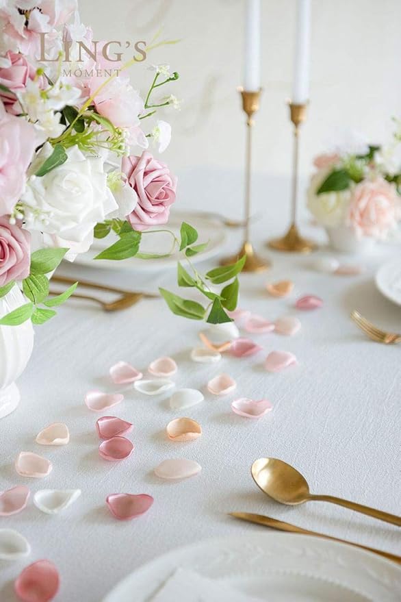 Ling's Moment Rose Petals, Silk Flower Petals for Wedding/Aisle/Flower Girl Baskets/Table Centerpiece Décor,etc.Pink Gold 200pcs