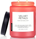 M&SENSE Velvet Petals Large Soy Candles for Home Scented, Organic Natural Soy Wax 19.4oz 110 Hour Long Lasting, Luxury Floral Scented Candle Gifts for Women