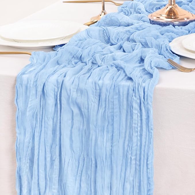 Light Blue Table Runner Cheesecloth Table Runners 10 Pack 10FT Baby Shower Decoration 120 Inches Fall Table Decor Dining Room Centerpiece Wedding Boho Baby Shower Birthday