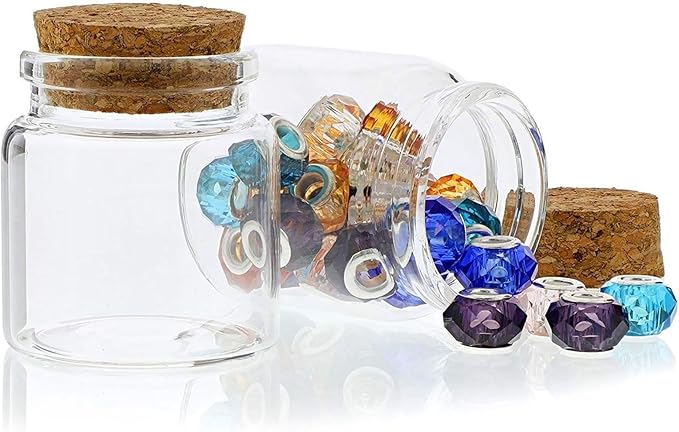 Bright Creations Spell Jars - 50ml, Clear, 12 Pack - Mini Glass Jars with Cork Lids & Apothecary Bottles for DIY Witchcraft, Bridal Shower Favors & Wedding Party Favors for Guests