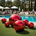 6 PCS Red Mirror Balls Inflatable Beautiful Decorative Spheres for Events & Gardens - Easy Setup & Storage
