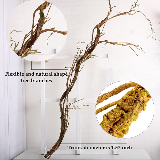 66.9in Flexible Artificial Wall Hanging Plants Tree Trunk Fake Cherry Blossom Branches Wood Twigs Twisted Cane Vine Grape Garland for Wedding Outdoor Garden Home Room Christmas Decoration