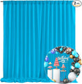 10 x 7 Feet Lake Blue Backdrop Curtain for Partie, Background Curtains for Photoshoot, Birthday, Wedding, Halloween, Thanksgiving, Christmas Day, New Year Party Decorations 5Ft x 7Ft, 2 Panels