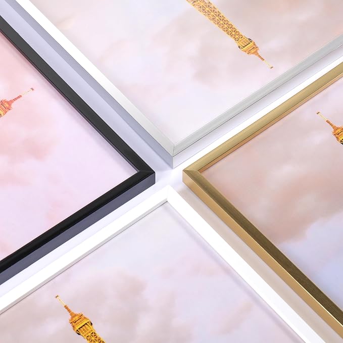 upsimples 4x6 Picture Frame Set of 3, Made of High Definition Glass for 4 x 6, Wall and Tabletop Display Thin Border Photo Frames for Home Decor, Black