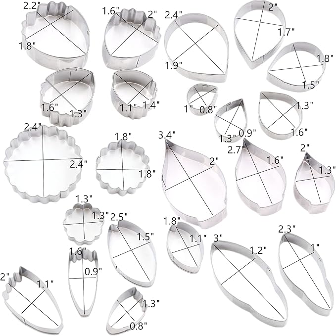 7set Stainless Steel Gum Paste Flower Cutter Flower Petals Cutter Fondant Sugar Paste Cutter Molds Cookie DIY Making Tools for Wedding Birthday Cake Decorating Tools