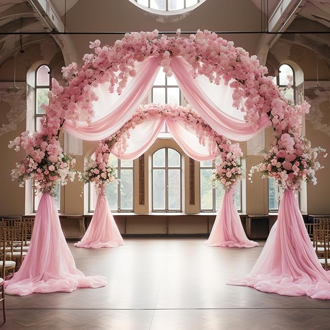 Wokceer Wedding Arch Draping Fabric 28.7" x 20FT Blush Pink Sheer Fabric Backdrop Arch Draping for Wedding Ceremony Birthday Party Bridal Shower Decoration