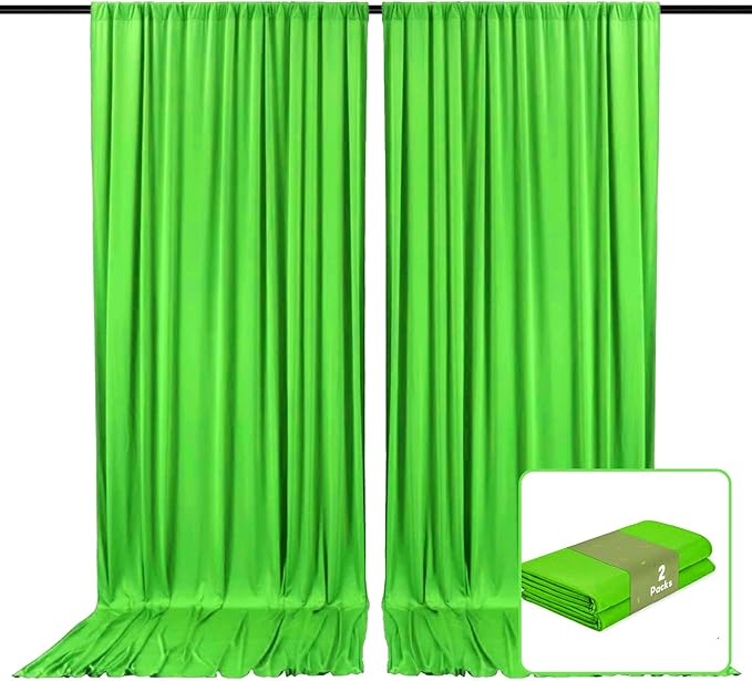 2 Panels Green Backdrop Curtain, 10 x 10 Feet Background Curtains for Parties, Baby Showers, Bachelorette Halloween, Christmas Birthday Party Photoshoot Backdrop Curtains Decorations