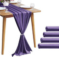 5 Pack 10Ft Chiffon Purple Table Runner Sheer 29x120 Inch for Romantic Wedding Decor Bridal & Baby Shower Birthday Rustic Party Decoration