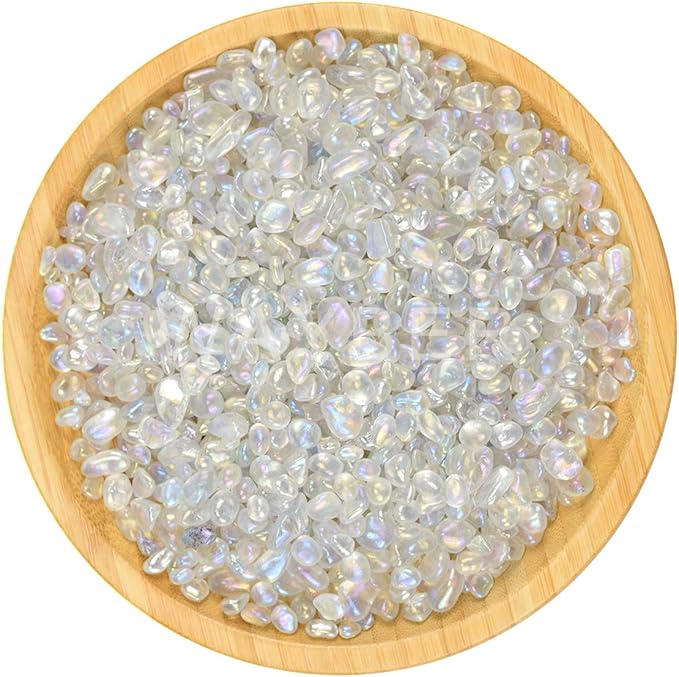 WAYBER 1Lb/460g Irregular Sea Glass Stones Artificial Crystal Gem Pebbles for Aquarium/Turtle Tank/Terrarium/Flowerpot/Vase Landscape Ornament Decoration, Hyun White