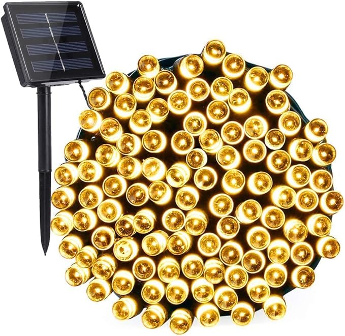 Toodour Solar Christmas Lights, 72ft 200 LED 8 Modes Outdoor Christmas String Lights, Waterproof Solar String Light for Xmas Tree, Fence, Holiday, Party, Balcony, Outdoo Xmas Decorations - Warm White
