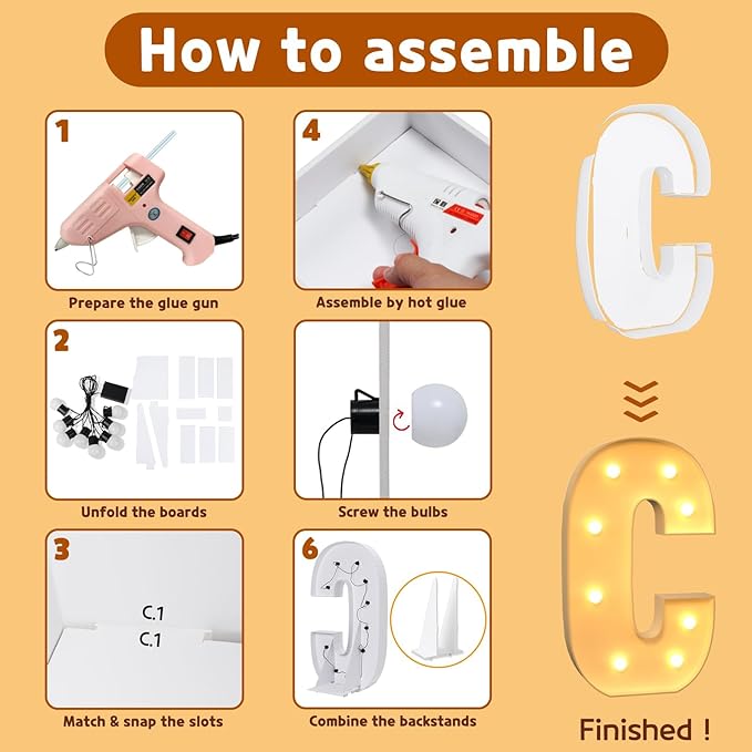 imprsv Marquee Light Up Letters, 3FT Mosaic Letters with Light for Baby Shower Graduation Party Decor, Large C for Engagement Wedding Party Decorations (Need to Assemble)