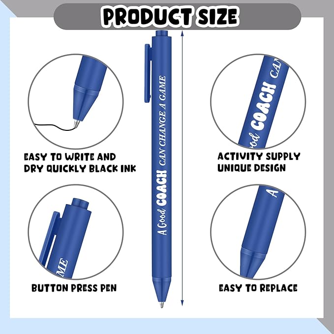 24 Pcs Coaches Appreciation Gifts Ballpoint Pen Sports Thank You Work Pen for Coaches Funny Gifts Idea Men Christmas Birthday Retired
