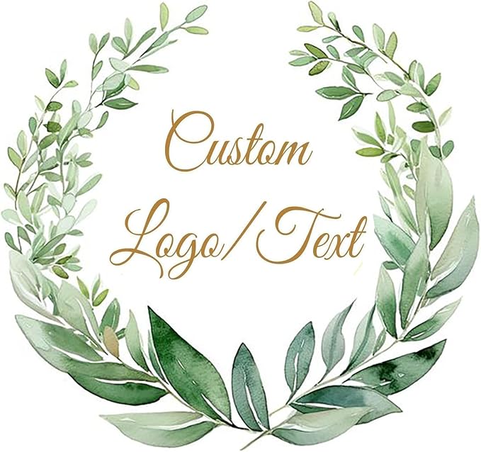 Custom Stickers for Weddings, Birthdays & Businesses - Personalized Labels with Your Logo - Waterproof, Fade and Heat Resistant - Pack of 100-1000 (Wreath D, 1.5 Inch)