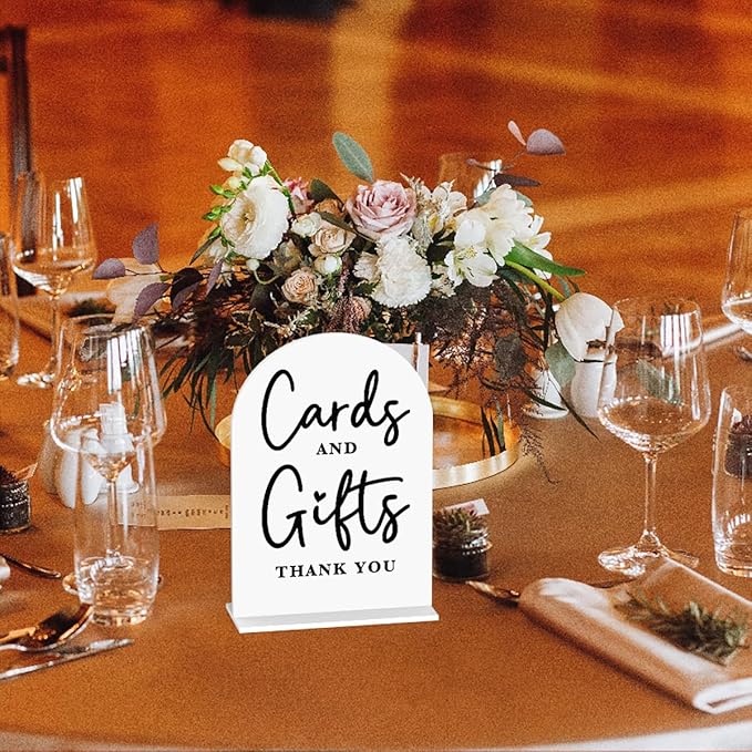 Acrylic Wedding Sign Cards and Gifts Sign for Wedding Wedding Signs for Ceremony Modern Calligraphy Arch Acrylic Table Top Sign for Wedding Reception and Event Party Table(white）