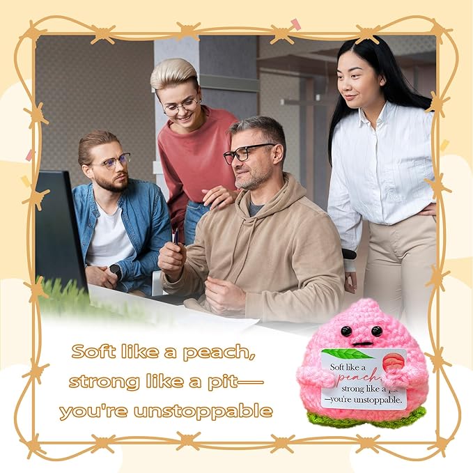 Emotional Support Crochet Peach,Lovely Gift for Friends,Mom,Dad,Grandpa,Grandma,Colleagues,Classmates,Graduation Gift,Emotional Support Crochet,Home Office Decoration