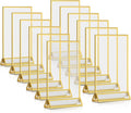 Blulu 12 Pack Acrylic Sign Holder Double Sided Picture Frame Wedding Table Number Stands with Border and Vertical Clear Display Menu Holders for Wedding Party Restaurant(4 x 6 Inch,Gold)