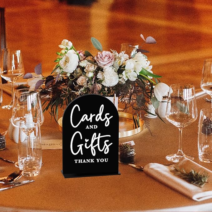 Acrylic Wedding Sign Cards and Gifts Sign for Wedding Wedding Signs for Ceremony Modern Calligraphy Arch Acrylic Table Top Sign for Wedding Reception and Event Party Table(black）