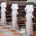 30 Set Wedding Pew Bows with Long Tulle Tails Wedding Aisle Decorations Church Chair Aisle Decoration Car Decoration Big Bows for Bridal Shower Reception Anniversary (White)