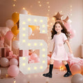 LOBOOM 4FT Light Up Numbers, Marquee Numbers 4 Feet Tall Giant Number 5 Mosaic Big Number Sign for 5th 15th 50th Birthday Party Backdrop Anniversary Decorations, Pre-Cut Large Frame