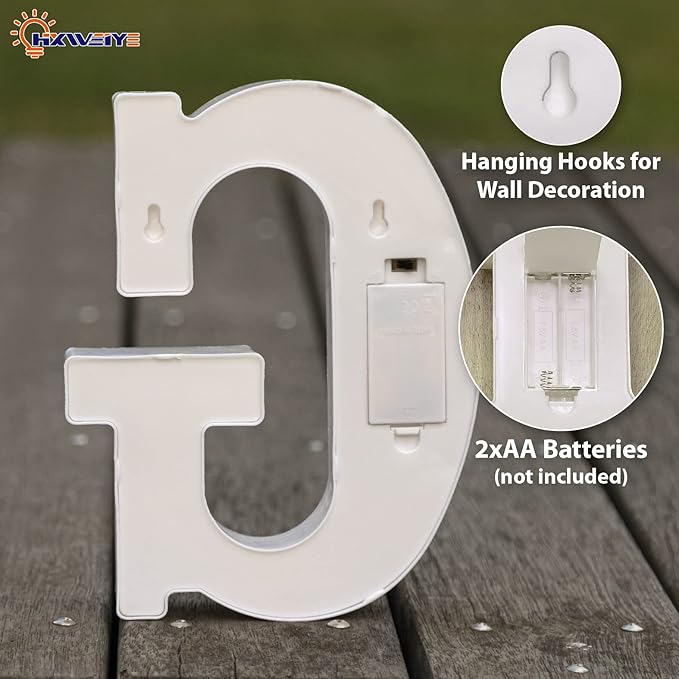 HXWEIYE Light Up Letters LED Marquee Sign 26 Alphabet and 10 Number Big Lights for Party Birthday Bar Battery Powered Christmas Decor (Warm White)
