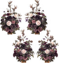 Ling's moment 17.5" Tall Standing Artificial Flowers Arrangements 4 pcs Fall Wedding Aisle Runner Chair Decorations Deep Plum Centerpieces for Ceremony Reception Rose Floral Party Outdoor