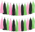 Tissue Paper Tassel Garland Banner, 15 Pack, Pink Green Black, Party Decorations for Birthday, Baby Shower