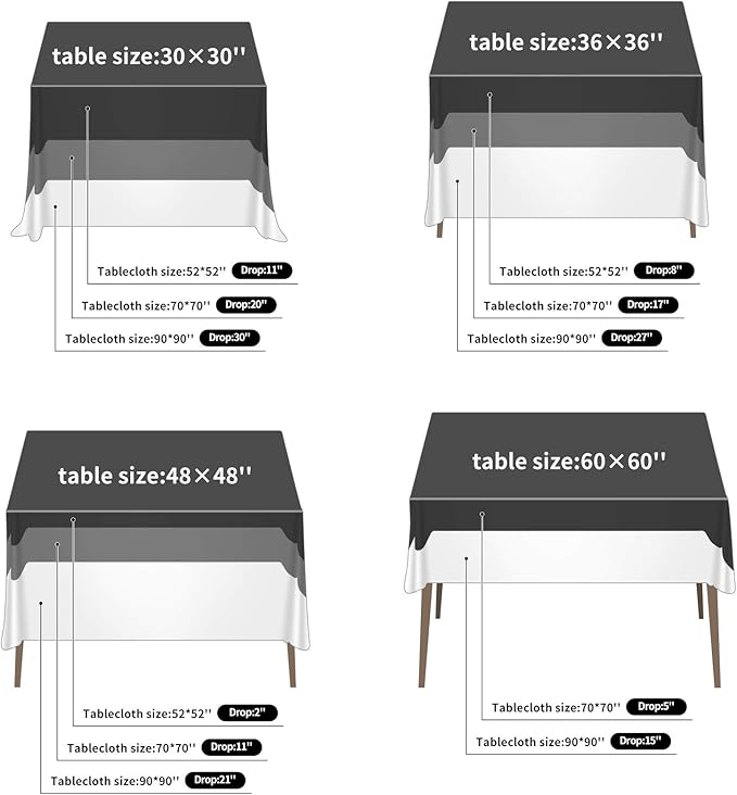 Cupuamon Square Tablecloth 90x90 inch Washable Polyester Fabric Table Cloth for Wedding Party Dining Banquet Decoration（90x90,Black）