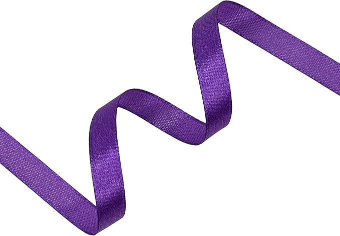 Purple Satin Ribbon 3/8 inch X Continuous 50 Yards, Single Face Polyester Ribbon Perfect for Gift Wrapping, Flower Bouquet, Wedding Decor, Crafts, Bow Making, Sewing and More