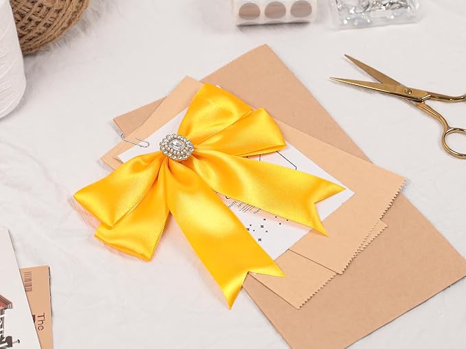 Yellow Satin Ribbon 1-1/2 inch X Continuous 25 Yards, Single Face Polyester Ribbon Perfect for Gift Wrapping, Flower Bouquet, Wedding Decor, Crafts, Bow Making, Sewing and More