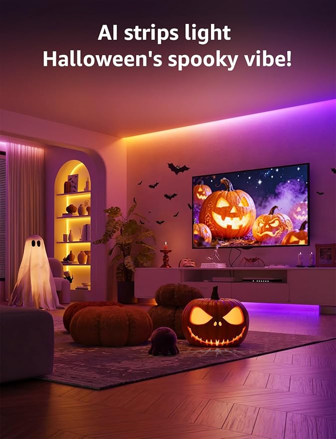 Lepro S1 AI LED Strip Lights for Bedroom - 16.4ft Smart RGB Light Strips with IC and Rainbow Chasing Effects, Color Segment DIY, AI Generated Lighting, No Remote, 2.4G Wi-Fi & Bluetooth