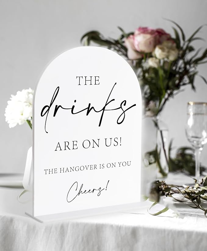 Wedding Bar Sign, White Arch Acrylic Sign, Wedding Signs for Ceremony and Reception, Bridal Shower Decor, Engagement Party Decor, Centerpiece Table Decorations Party for Bride and Groom-14