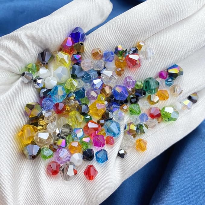 100pcs 8mm Bicone Crystal Glass Beads Loose Spacer Beads Faceted Craft Beads for Jewelry Making DIY Necklace Bracelet Earring Wind Chimes Suncatchers Ornamen(Crystal Purple AB)