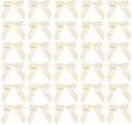 AIMUDI Ivory Bows 2.5" Pretied Satin Ribbon Bows Premade Twist Tie Bow for Treat Bags Cake Pop Bow for Wedding Favors Mini Bows for Gift Wrapping Baby Shower Decorations - 50 Counts