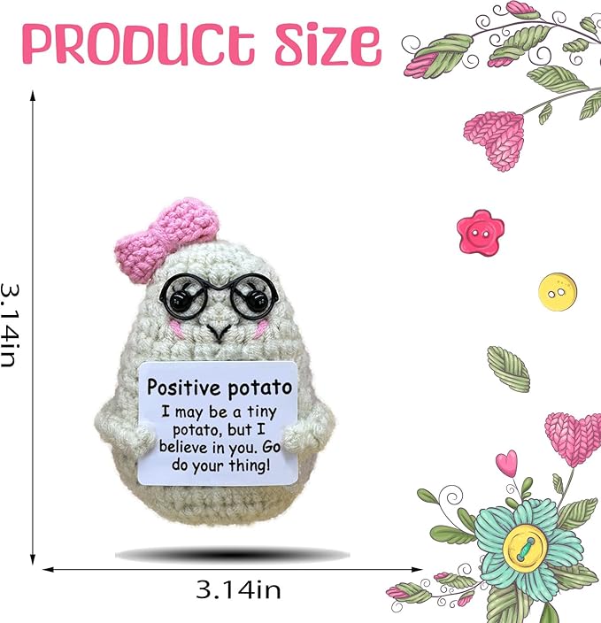 Crochet Emotional Support Potato-Handmade Mental Health Gifts for Friends,Family-Uplifting Gifts for Grandpa,Grandma Mom,Dad,Teens