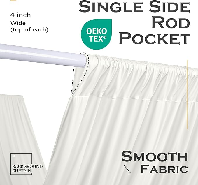 PartyVillage 50ftx40ft Ivory Ceiling Curtain for Wedding Parties – 10 Panels Wrinkle-Free 40 FT Long Tent Draping Curtains for Wedding, Birthday & Theme Parties, 40ft Height with Rod Pocket