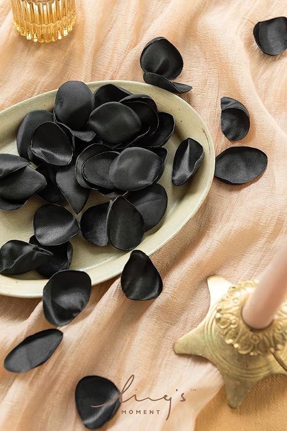 Ling's Moment Rose Petals, Silk Flower Petals for Wedding/Aisle/Flower Girl Baskets/Table Centerpiece Décor,etc.Black 200pcs